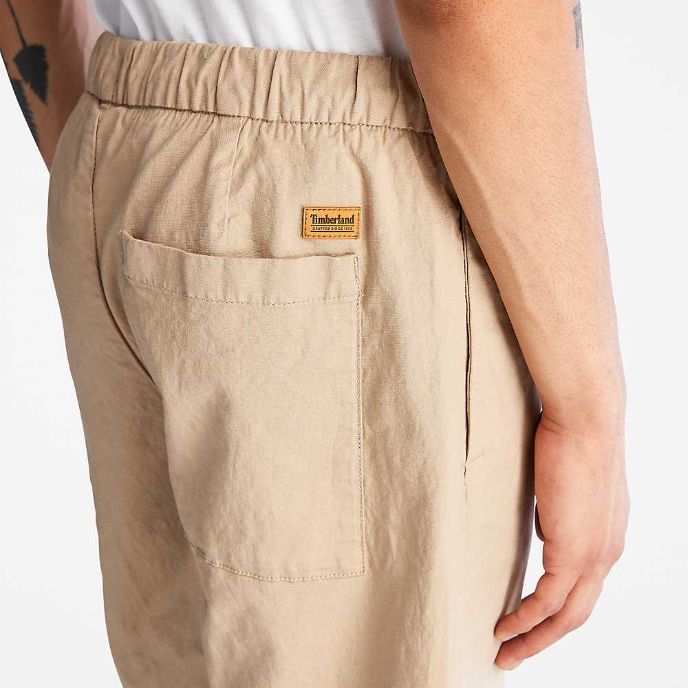 Men's Timberland Cotton Shorts Beige | UAE-9617542