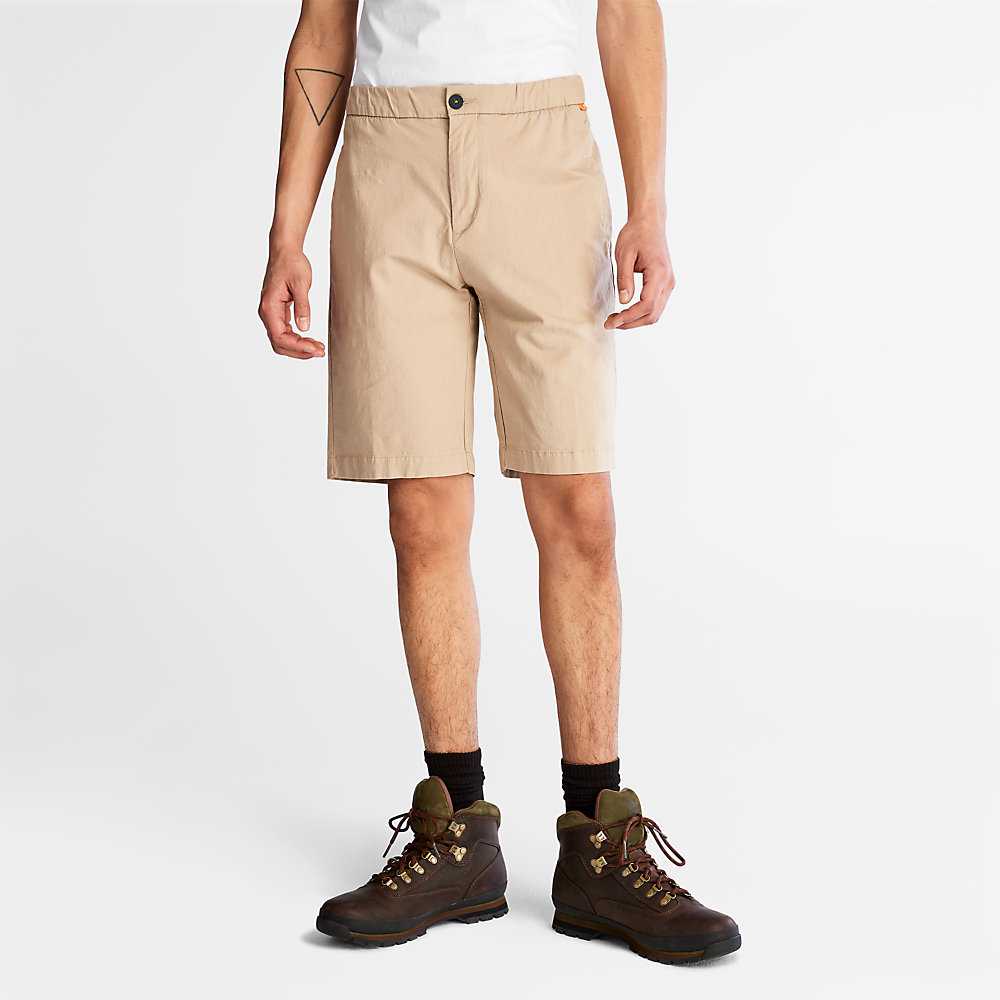 Men\'s Timberland Cotton Shorts Beige | UAE-9617542