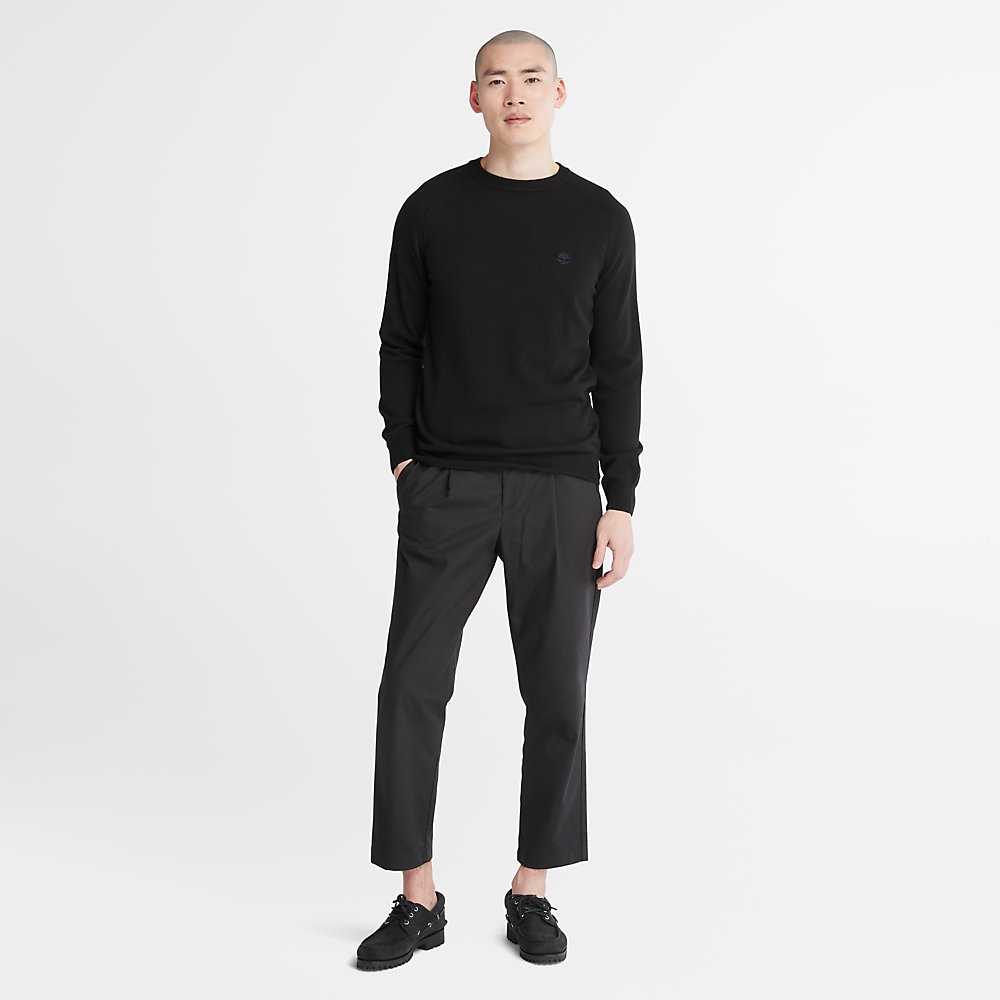 Men's Timberland Crewneck Sweatshirt Black | UAE-4278615