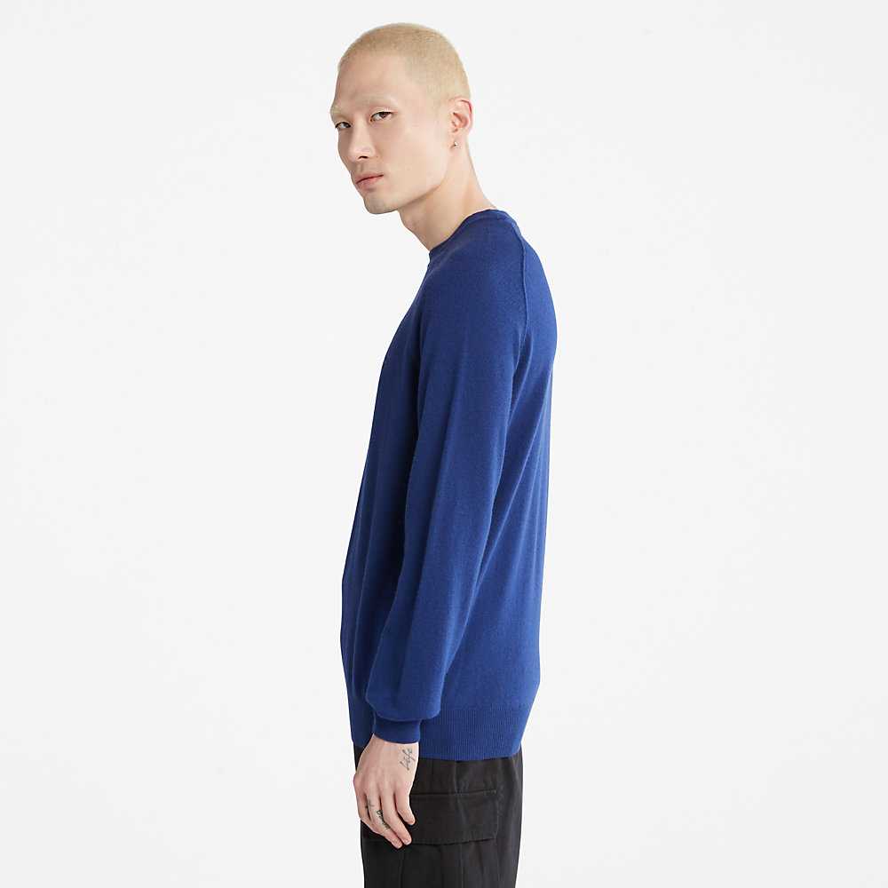 Men's Timberland Crewneck Sweatshirt Dark Blue | UAE-5437098