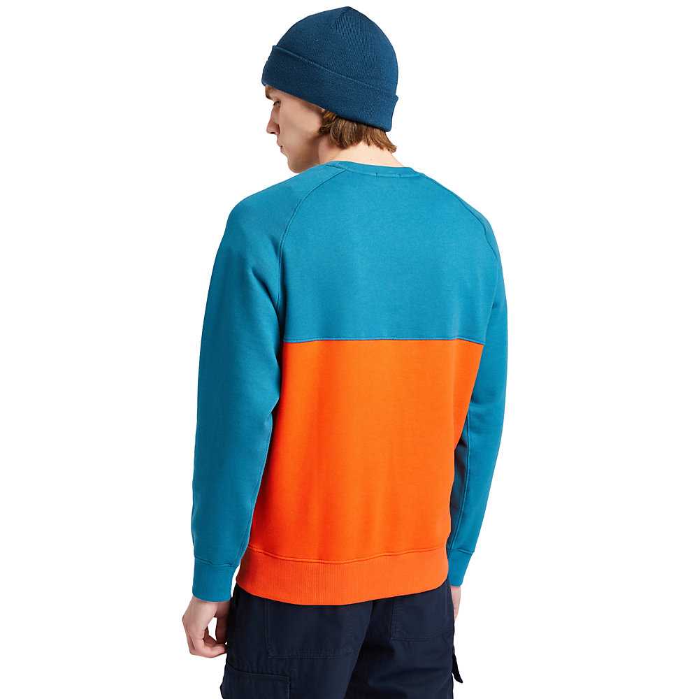 Men's Timberland Cut-and-Sew Sweatshirt Turquoise | UAE-0758964