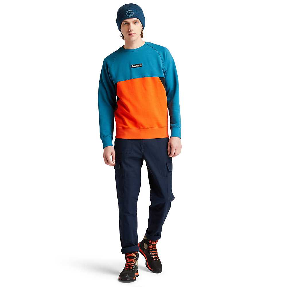 Men's Timberland Cut-and-Sew Sweatshirt Turquoise | UAE-0758964