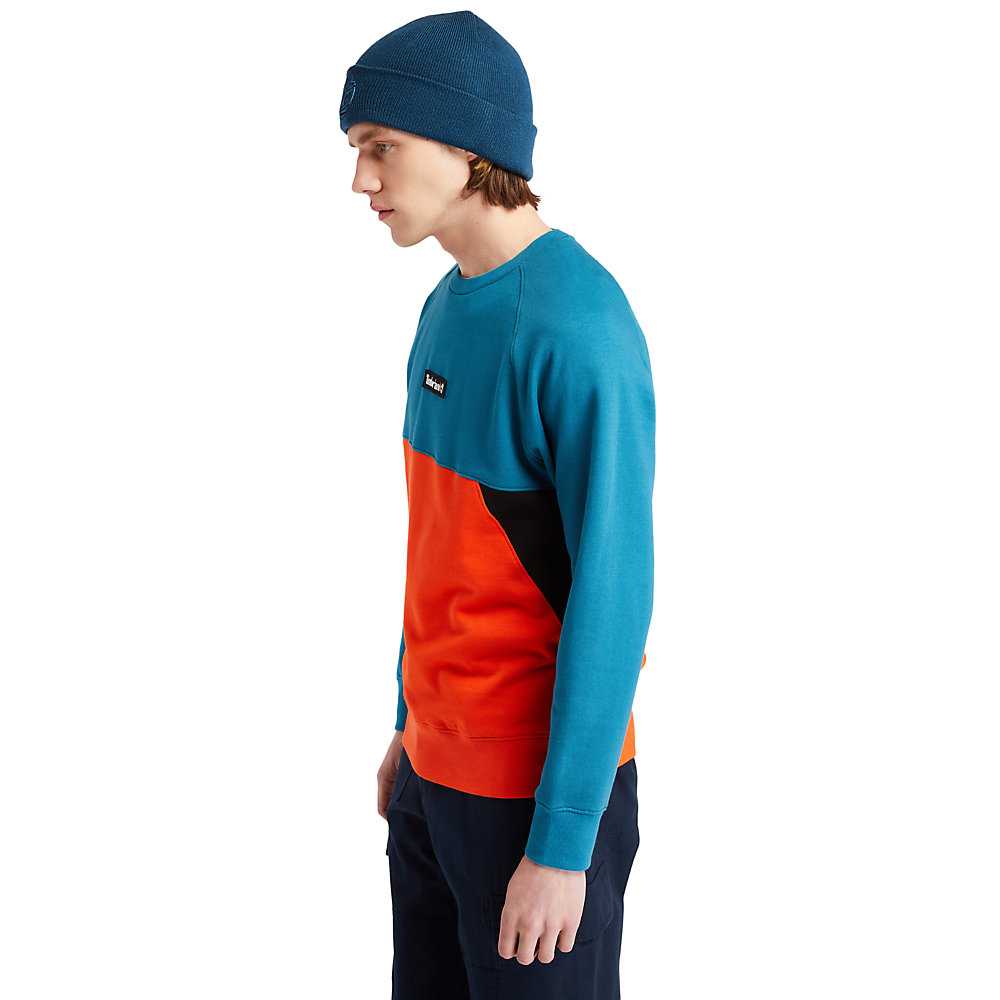 Men's Timberland Cut-and-Sew Sweatshirt Turquoise | UAE-0758964