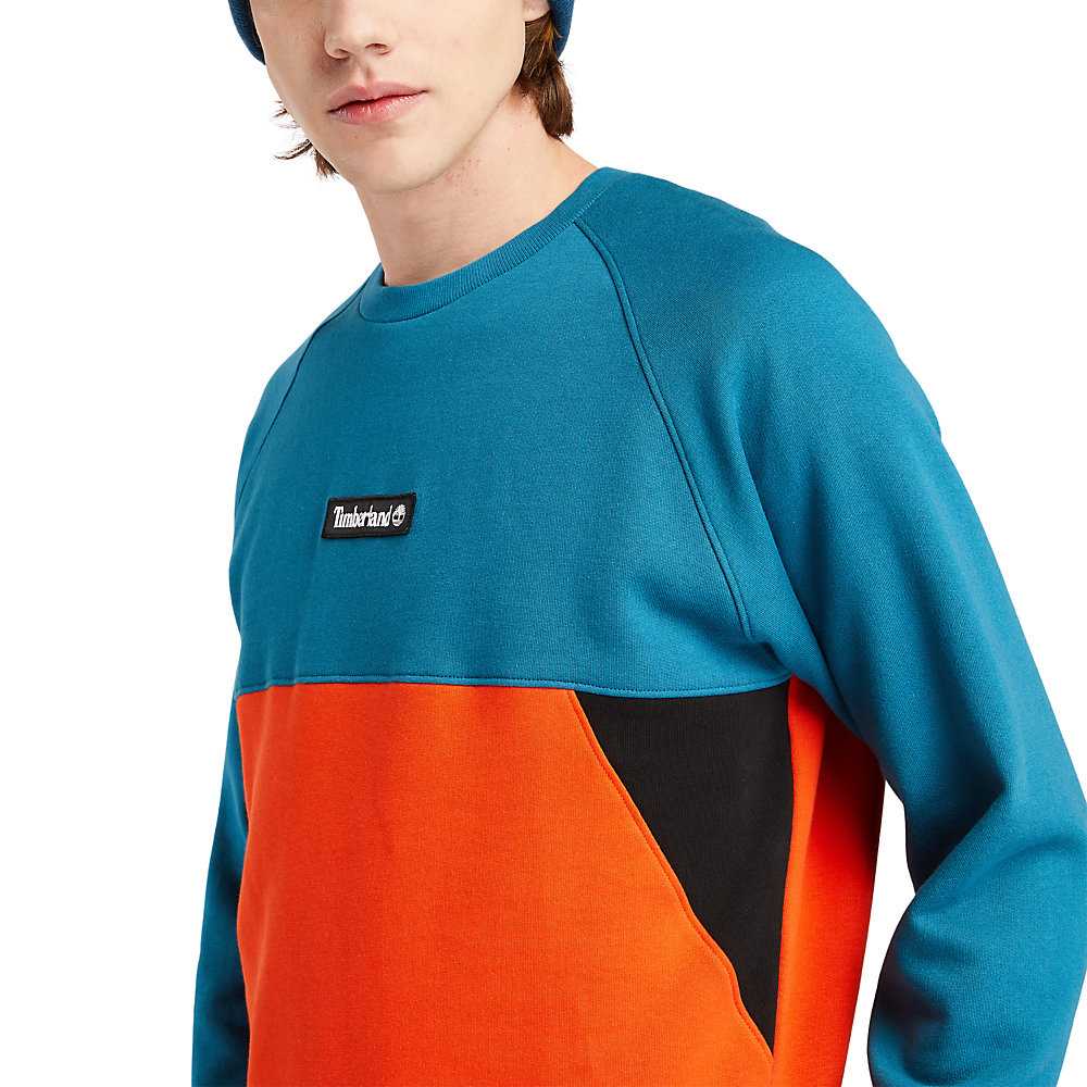 Men's Timberland Cut-and-Sew Sweatshirt Turquoise | UAE-0758964