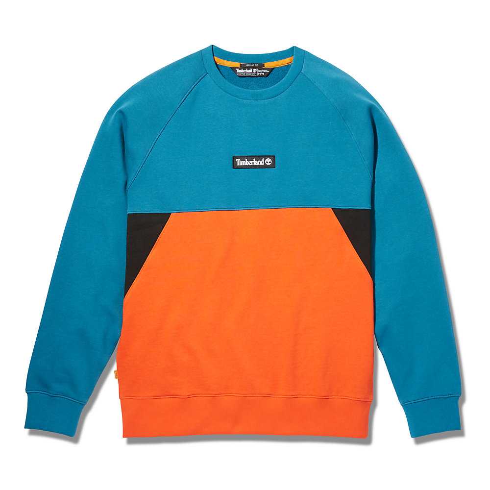 Men's Timberland Cut-and-Sew Sweatshirt Turquoise | UAE-0758964