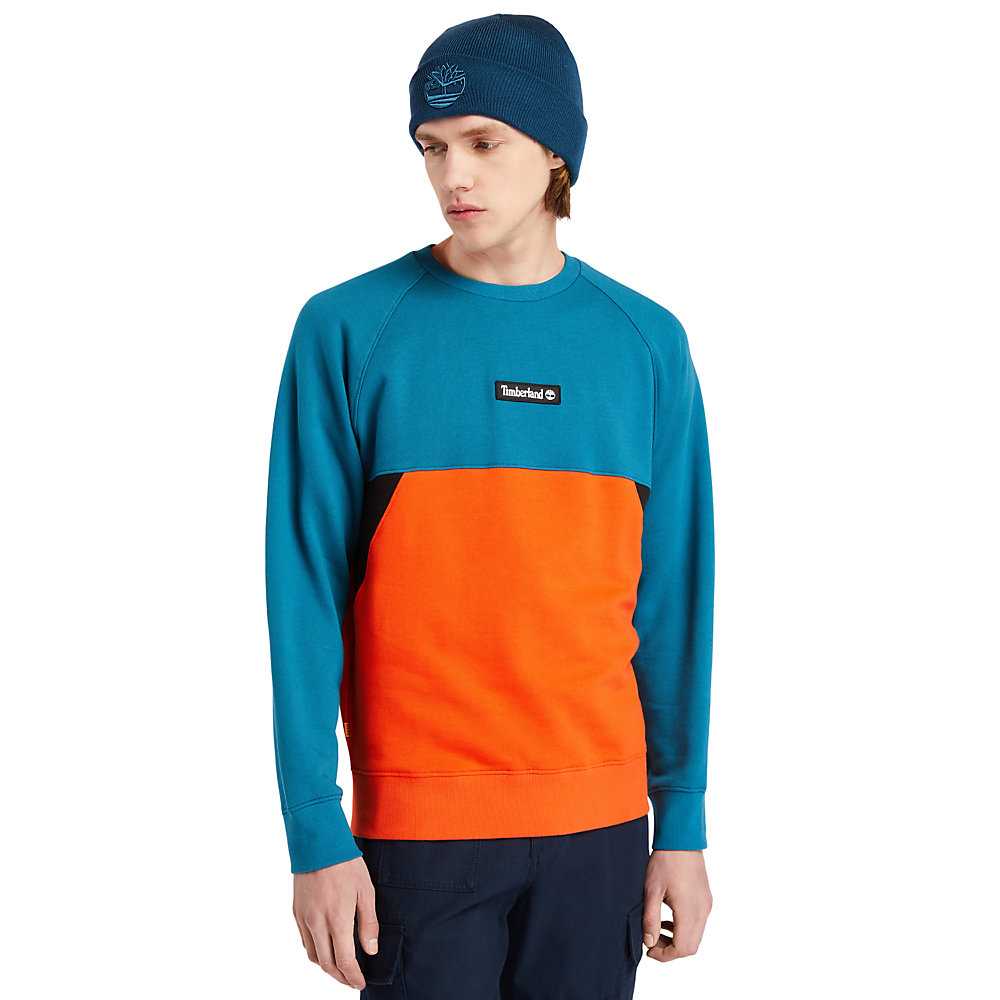 Men\'s Timberland Cut-and-Sew Sweatshirt Turquoise | UAE-0758964