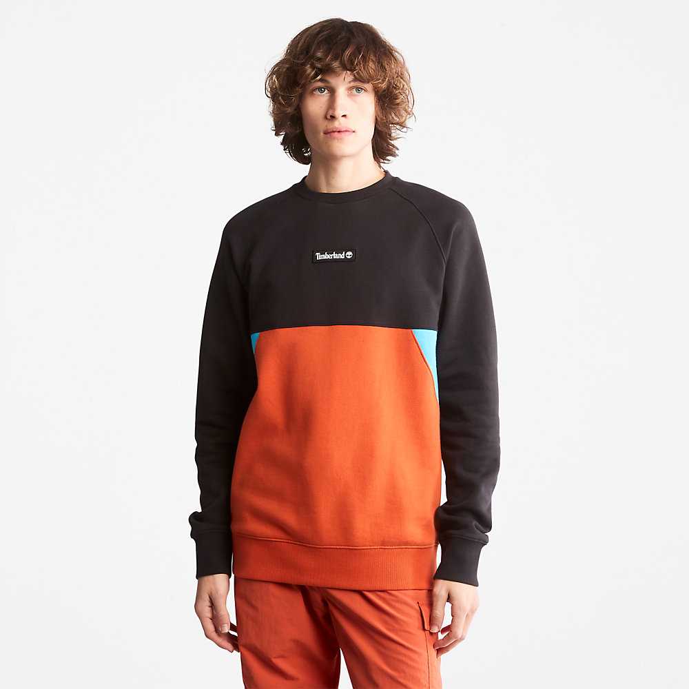 Men's Timberland Cut-and-Sew Sweatshirt Orange | UAE-1749560