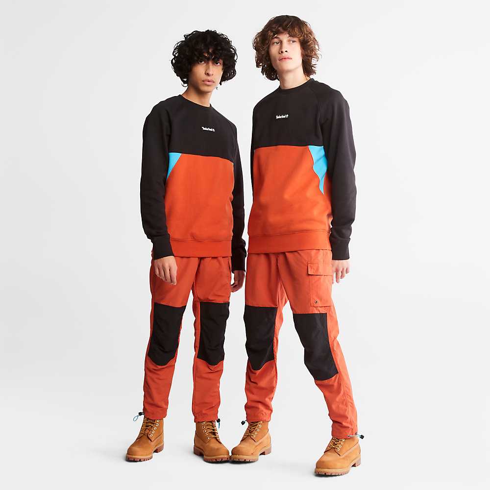 Men's Timberland Cut-and-Sew Sweatshirt Orange | UAE-1749560