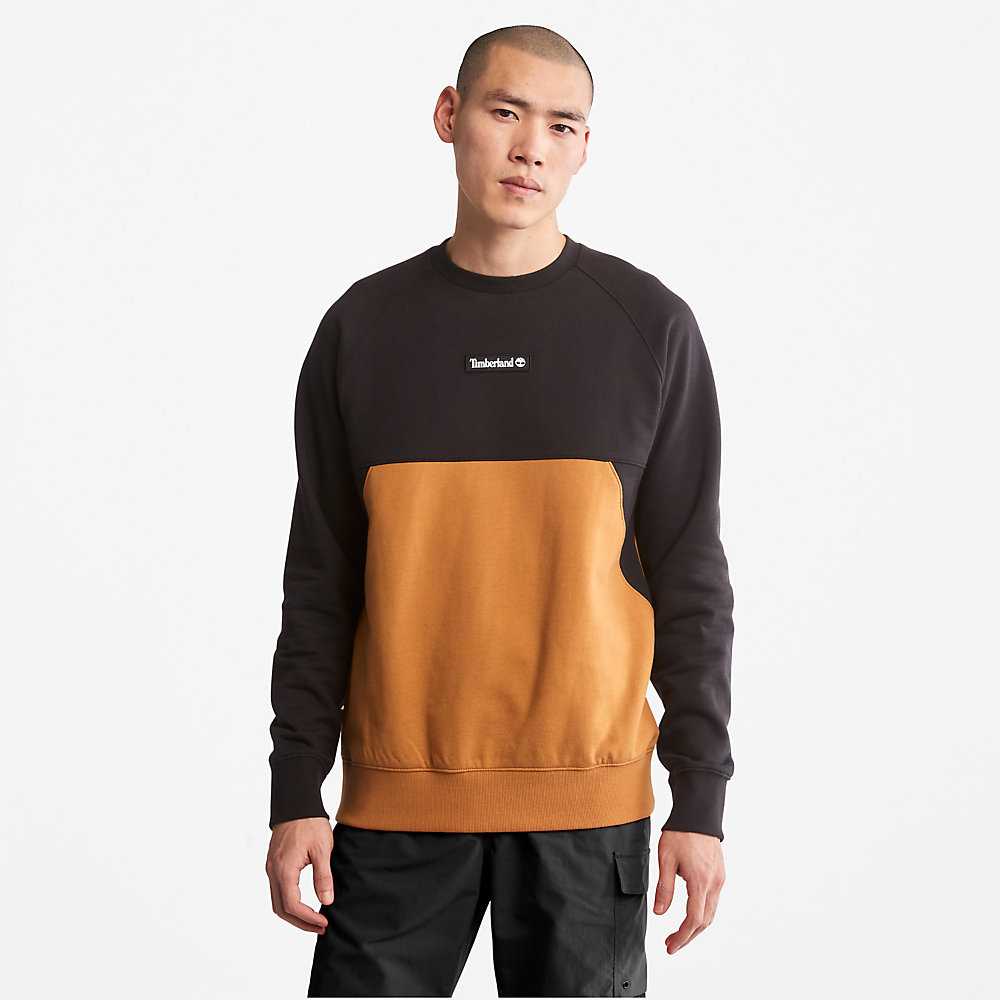 Men's Timberland Cut-and-Sew Sweatshirt Black | UAE-6475013