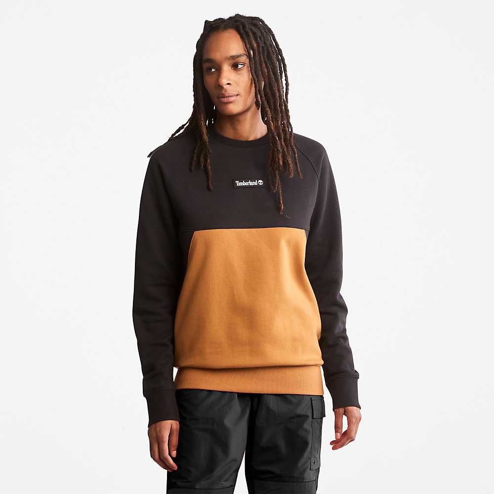 Men's Timberland Cut-and-Sew Sweatshirt Black | UAE-6475013