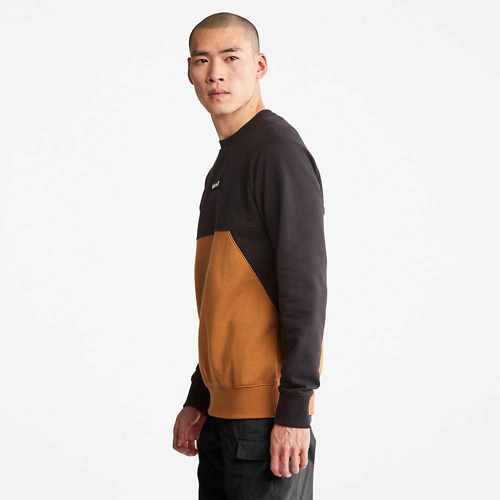 Men's Timberland Cut-and-Sew Sweatshirt Black | UAE-6475013