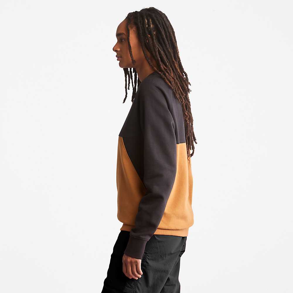 Men's Timberland Cut-and-Sew Sweatshirt Black | UAE-6475013