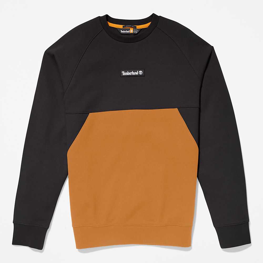 Men's Timberland Cut-and-Sew Sweatshirt Black | UAE-6475013