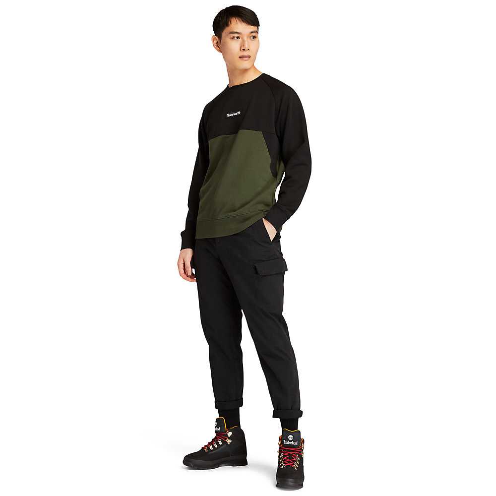 Men's Timberland Cut-and-Sew Sweatshirt Dark Green | UAE-9234586