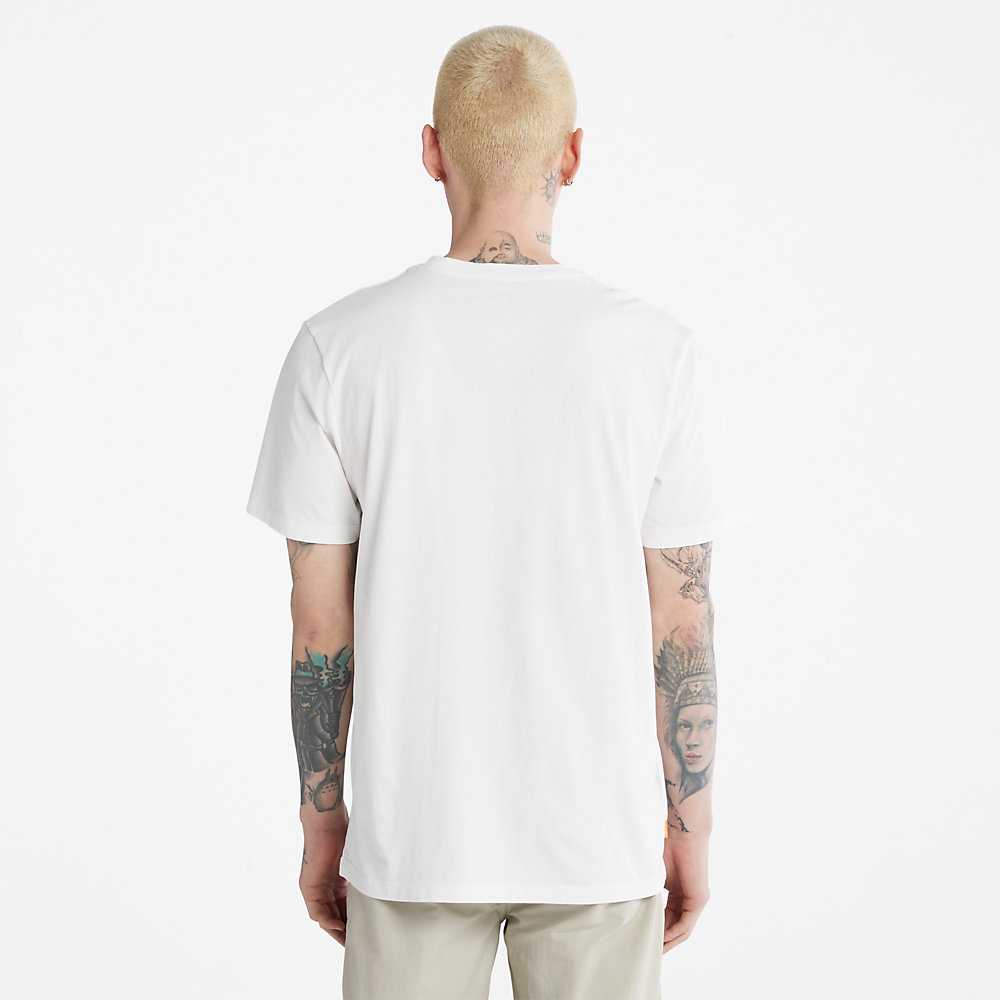 Men's Timberland Dotted Tree-logo T Shirts White | UAE-0346719