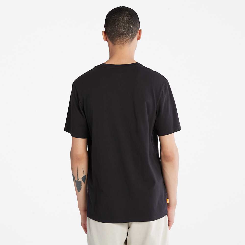 Men's Timberland Dotted Tree-logo T Shirts Black | UAE-1034297