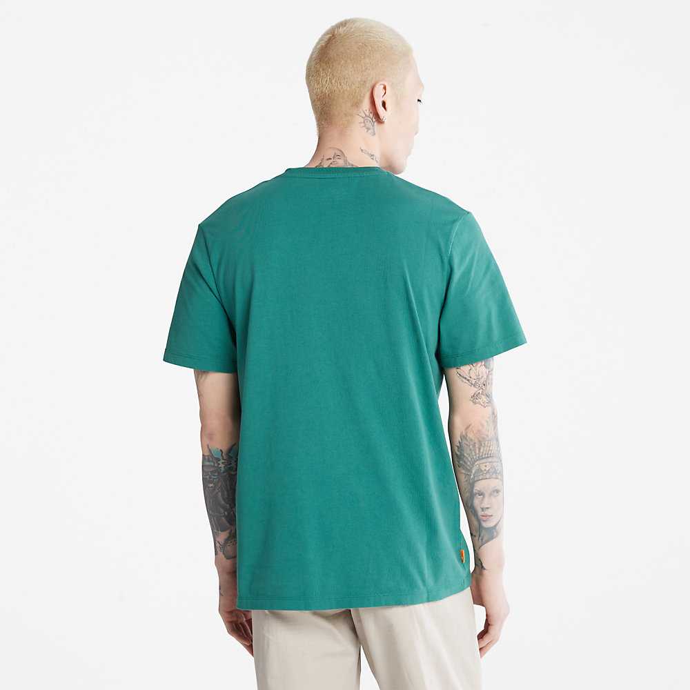 Men's Timberland Dotted Tree-logo T Shirts Green | UAE-3967215