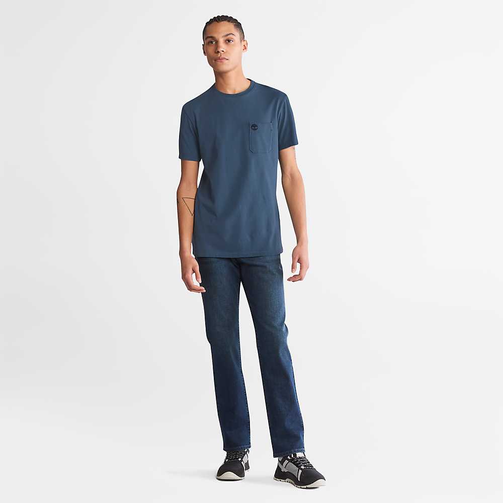 Men's Timberland Dunstan River T Shirts Dark Blue | UAE-0912635