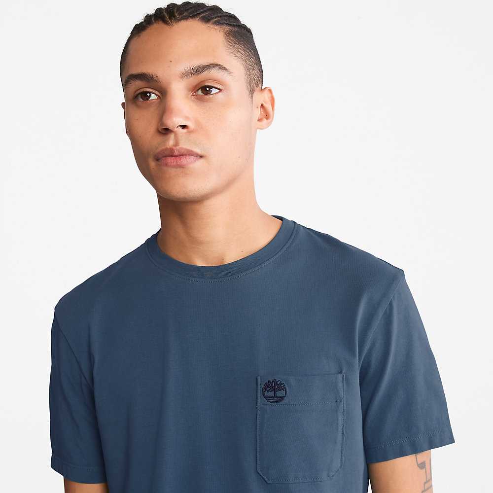 Men's Timberland Dunstan River T Shirts Dark Blue | UAE-0912635