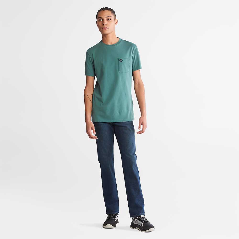 Men's Timberland Dunstan River T Shirts Green | UAE-3726084