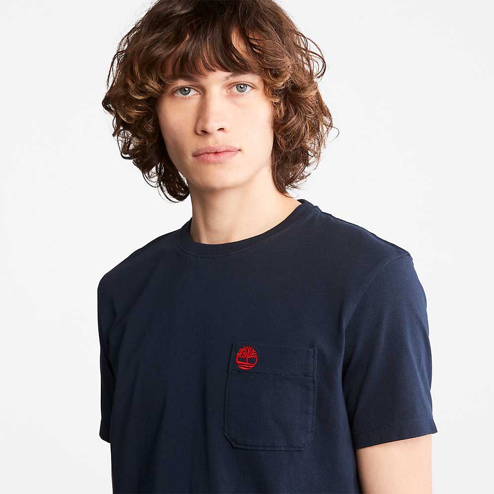 Men's Timberland Dunstan River T Shirts Navy | UAE-4879312