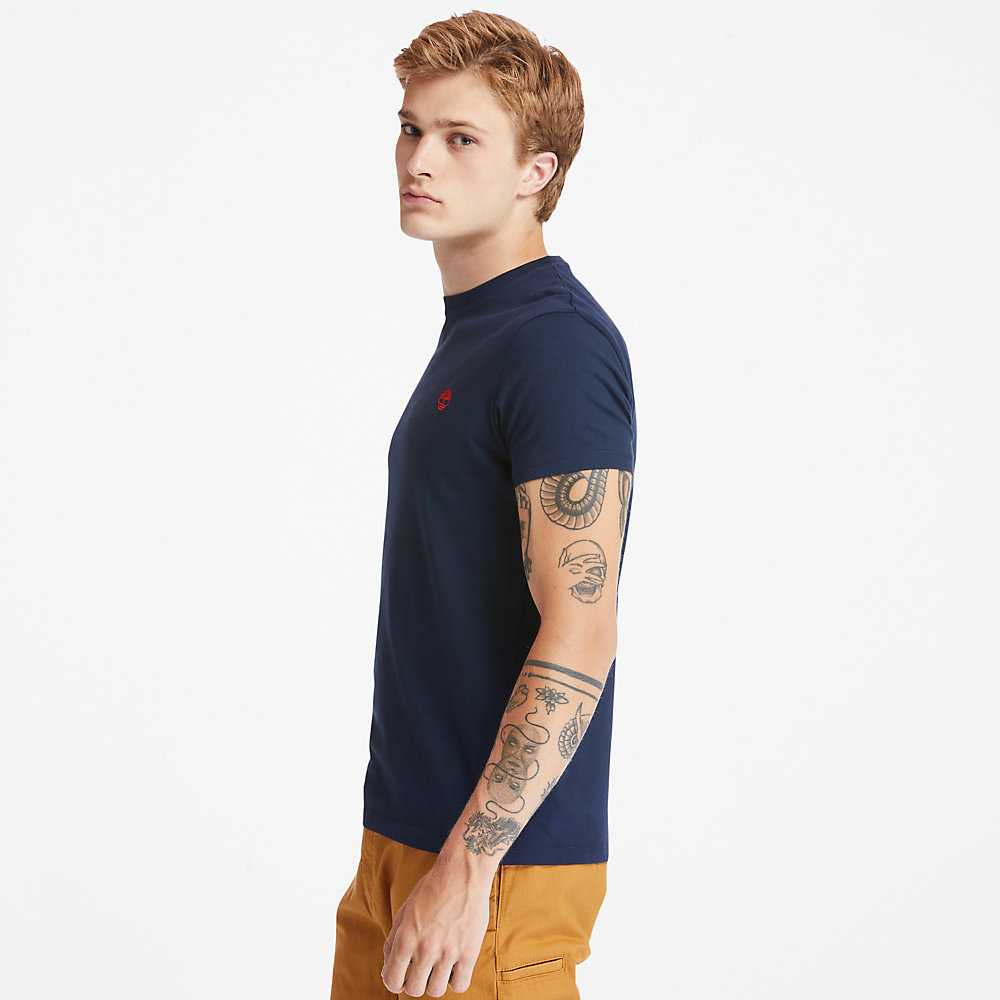 Men's Timberland Dunstan River T Shirts Dark Blue | UAE-5146739