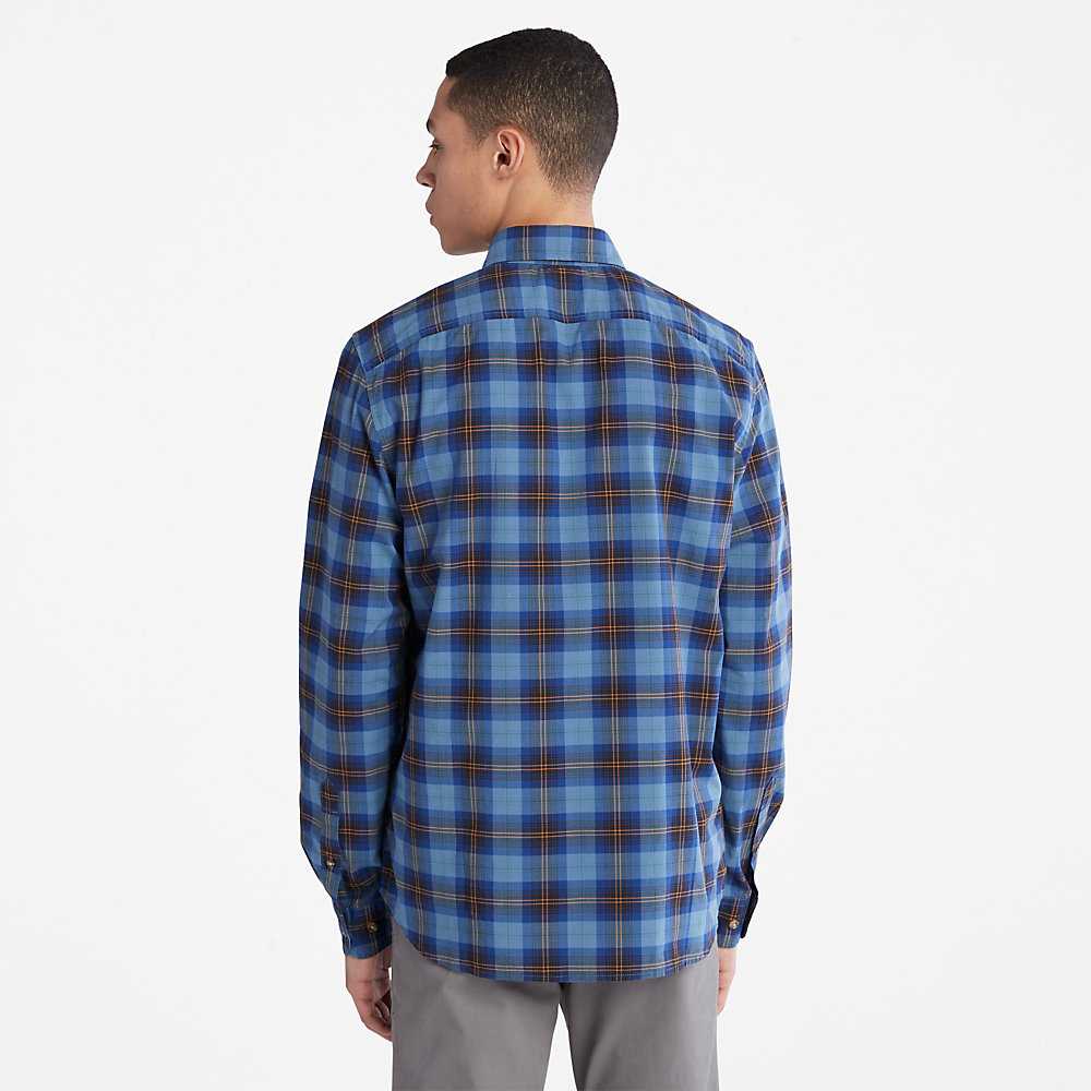 Men's Timberland Eastham Check Shirt Blue | UAE-5830796