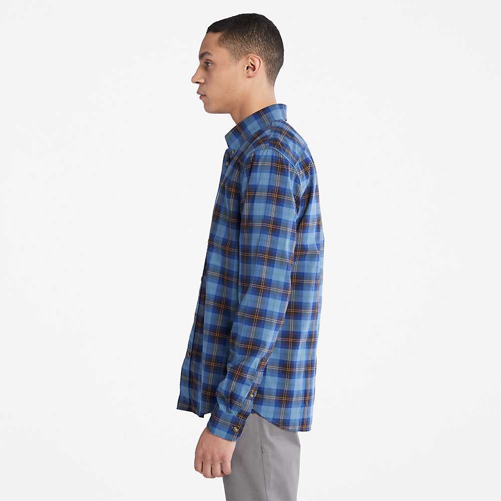 Men's Timberland Eastham Check Shirt Blue | UAE-5830796