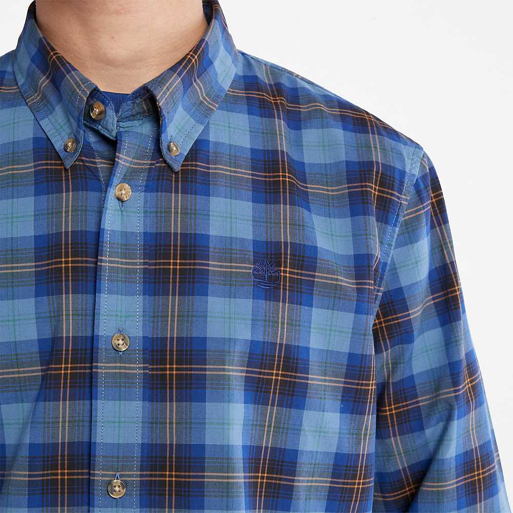 Men's Timberland Eastham Check Shirt Blue | UAE-5830796