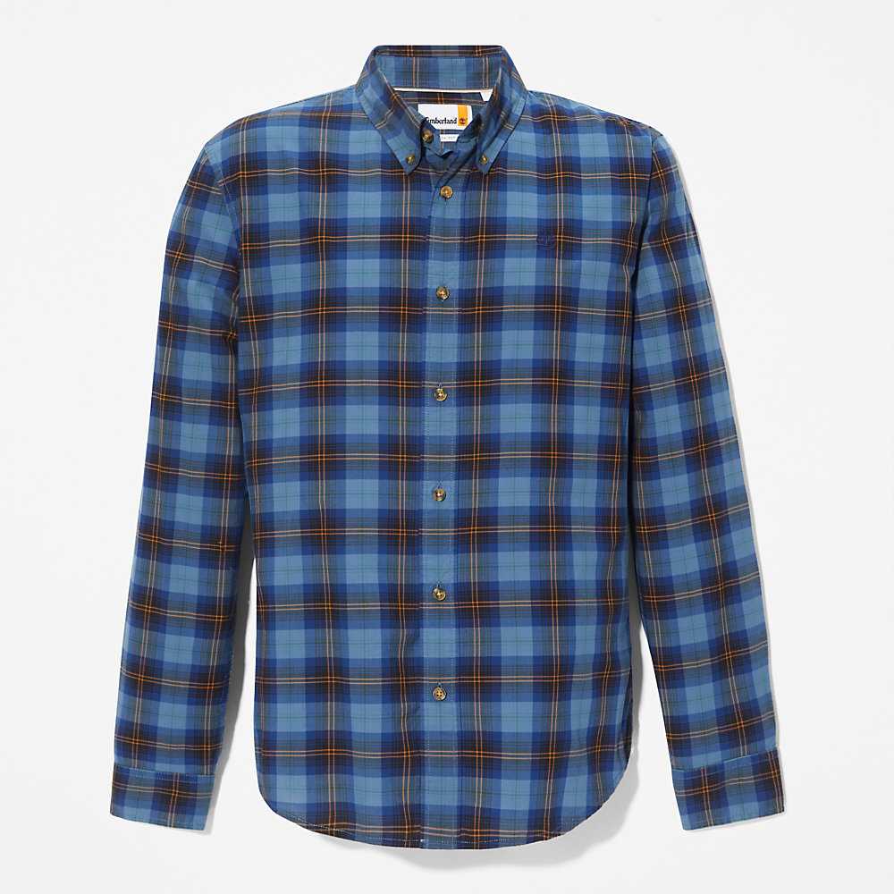 Men's Timberland Eastham Check Shirt Blue | UAE-5830796