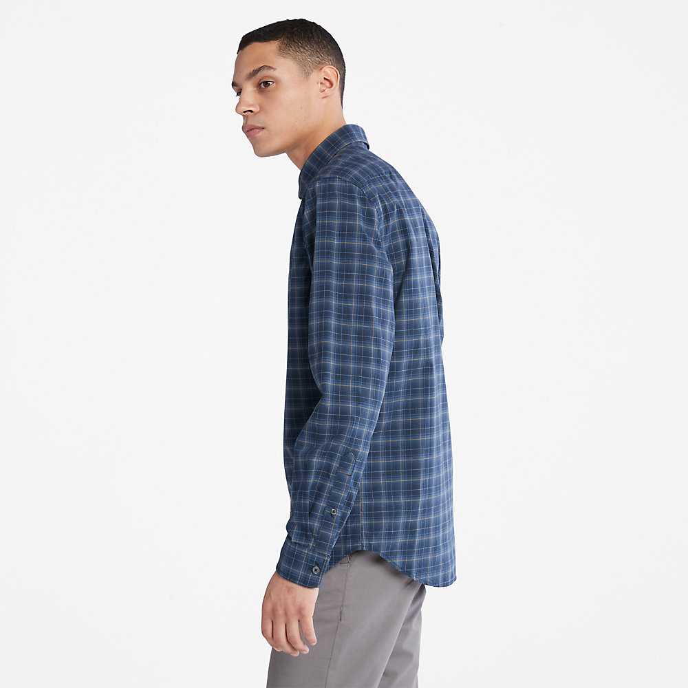 Men's Timberland Eastham Check Shirt Dark Blue | UAE-0216785