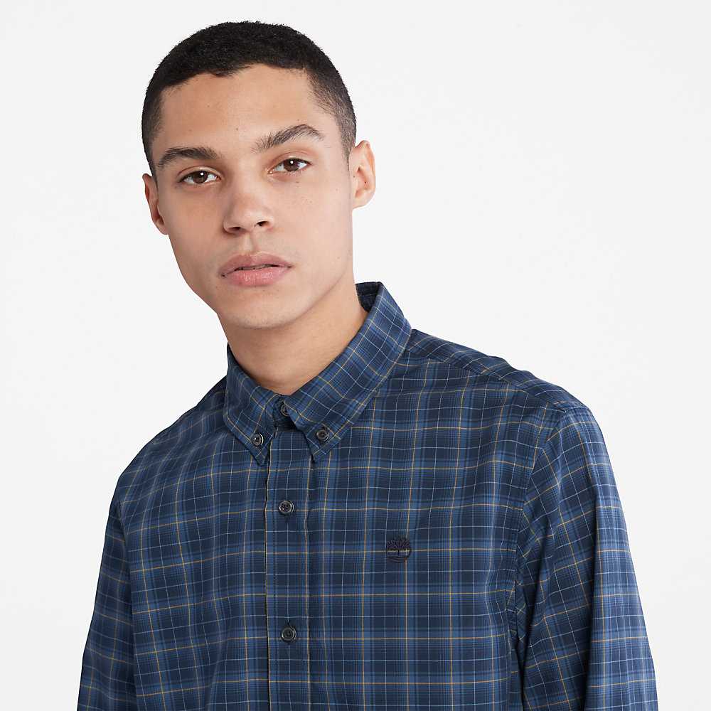 Men's Timberland Eastham Check Shirt Dark Blue | UAE-0216785