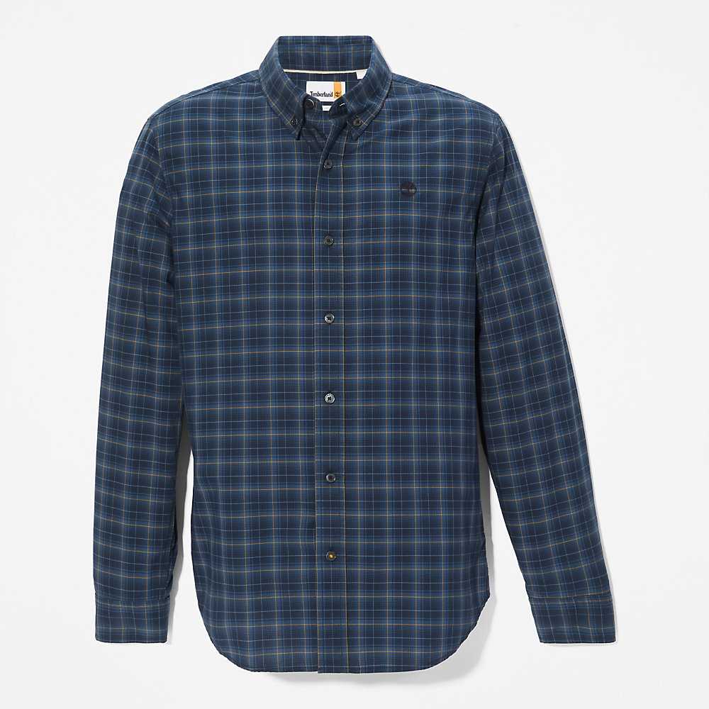 Men's Timberland Eastham Check Shirt Dark Blue | UAE-0216785