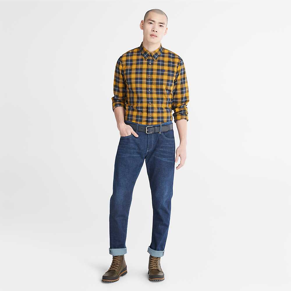 Men's Timberland Eastham Check Shirt Yellow | UAE-1265974