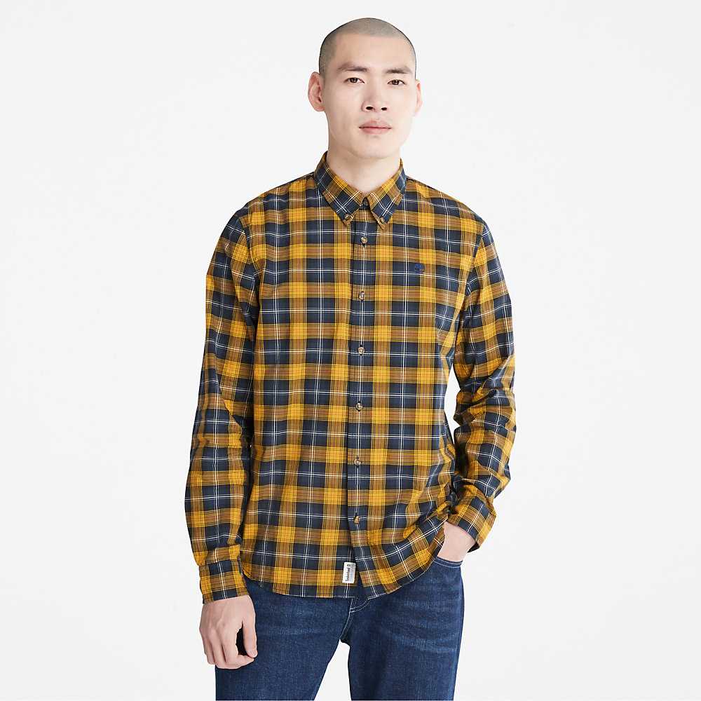 Men\'s Timberland Eastham Check Shirt Yellow | UAE-1265974