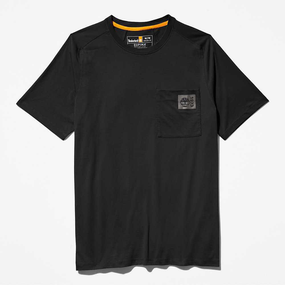 Men's Timberland Eco-Ready Supima® Cotton TimberFresh™ T Shirts Black | UAE-0143758