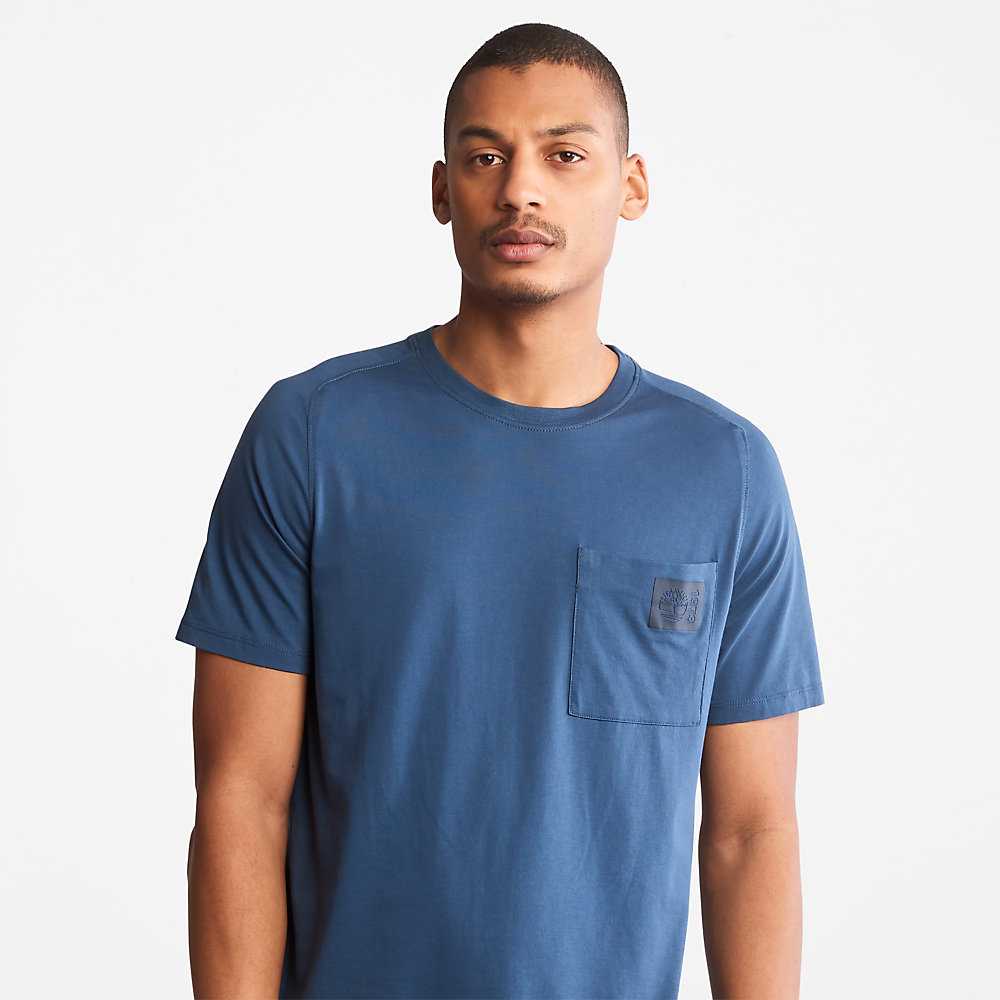 Men's Timberland Eco-Ready Supima® Cotton TimberFresh™ T Shirts Dark Blue | UAE-3614287