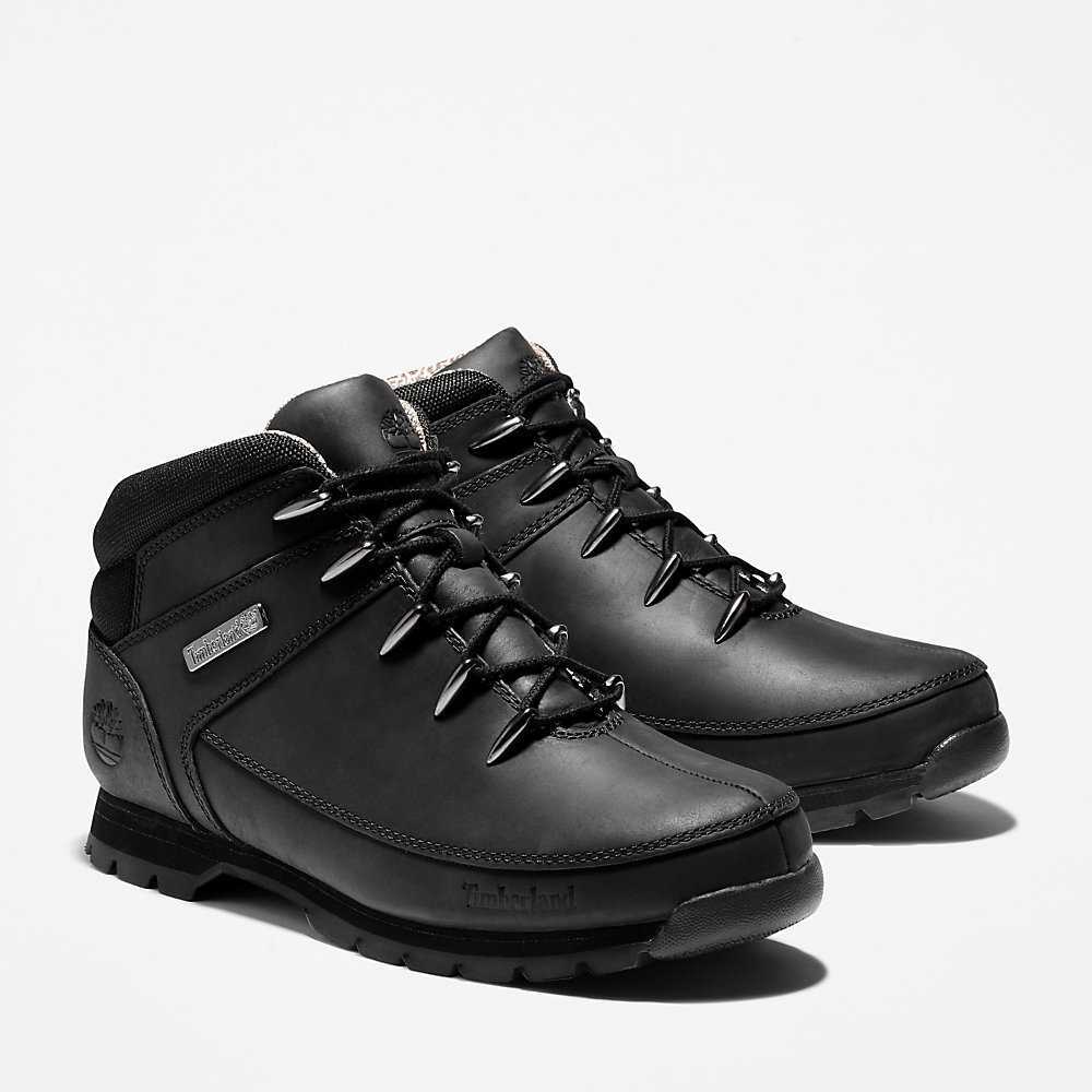 Men's Timberland Euro Sprint Mid Hiking Boots Black | UAE-9375061