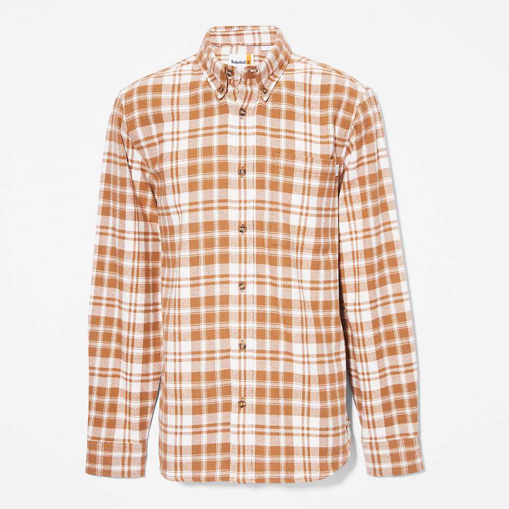 Men's Timberland Flannel Check Shirt Brown | UAE-4321857