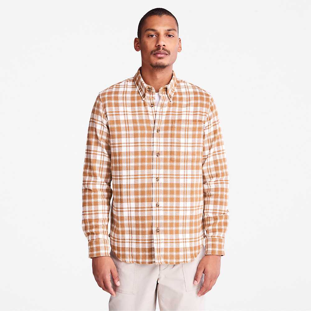 Men\'s Timberland Flannel Check Shirt Brown | UAE-4321857