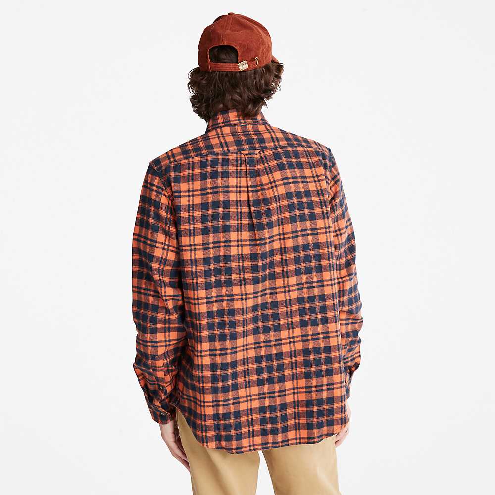 Men's Timberland Flannel Check Shirt Orange | UAE-3256874