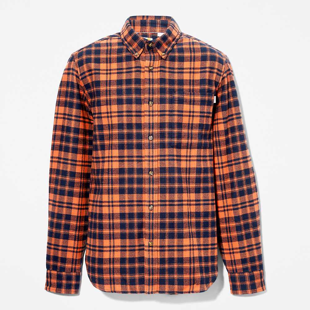 Men's Timberland Flannel Check Shirt Orange | UAE-3256874