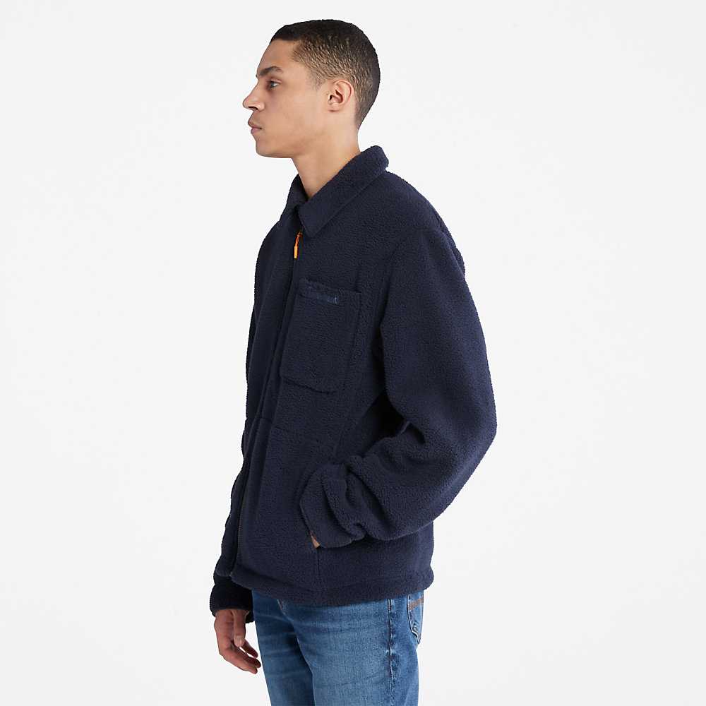 Men's Timberland Fleece Shirts Dark Blue | UAE-1806279