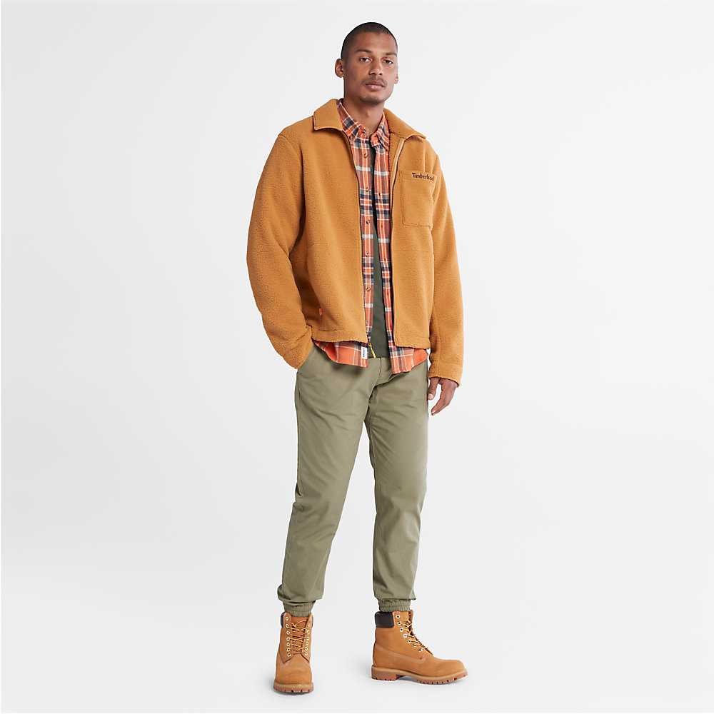 Men's Timberland Fleece Shirts Light Brown | UAE-8530427