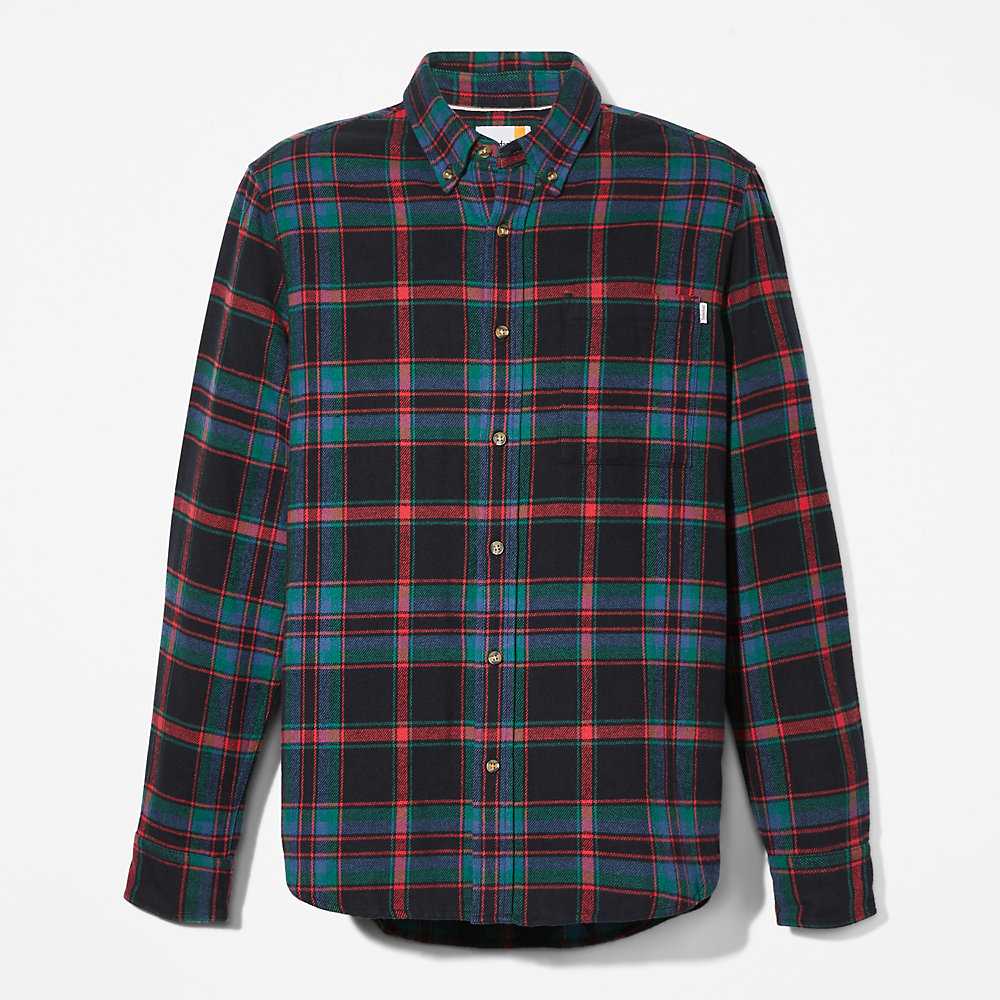 Men's Timberland Heavy Flannel Check Shirt Red | UAE-0695372