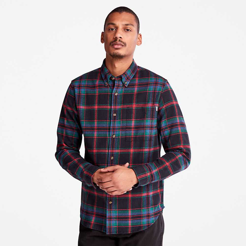 Men\'s Timberland Heavy Flannel Check Shirt Red | UAE-0695372