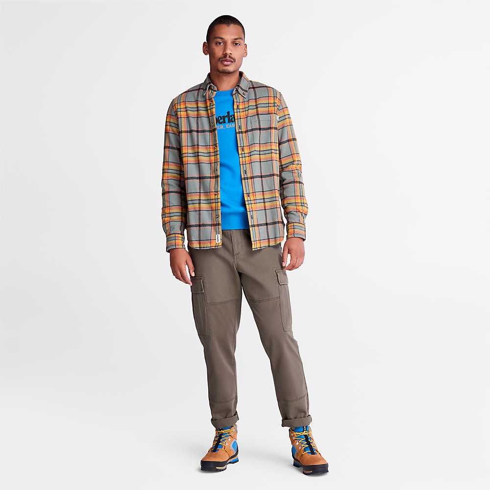 Men's Timberland Heavy Flannel Check Shirt Green | UAE-1427836