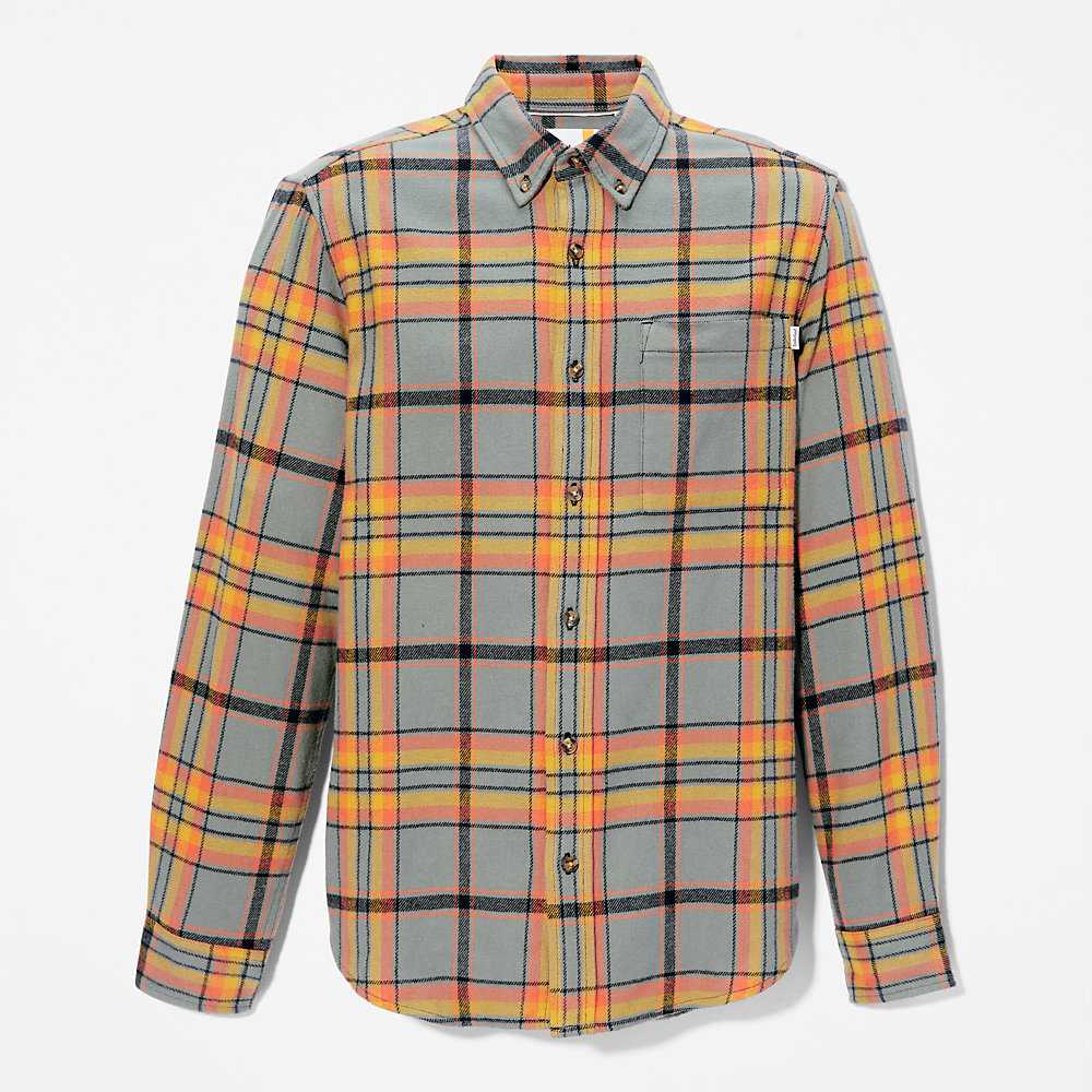 Men's Timberland Heavy Flannel Check Shirt Green | UAE-1427836