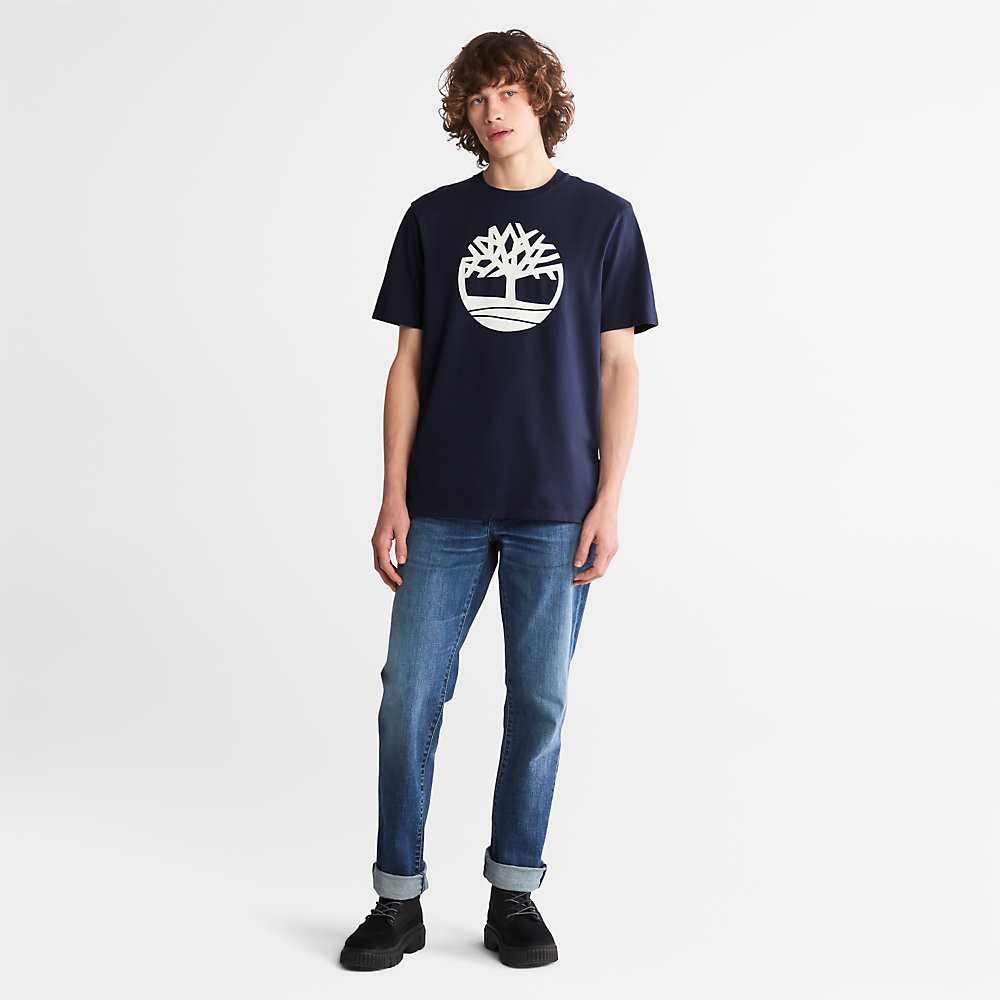 Men's Timberland Kennebec River T Shirts Navy | UAE-6210534