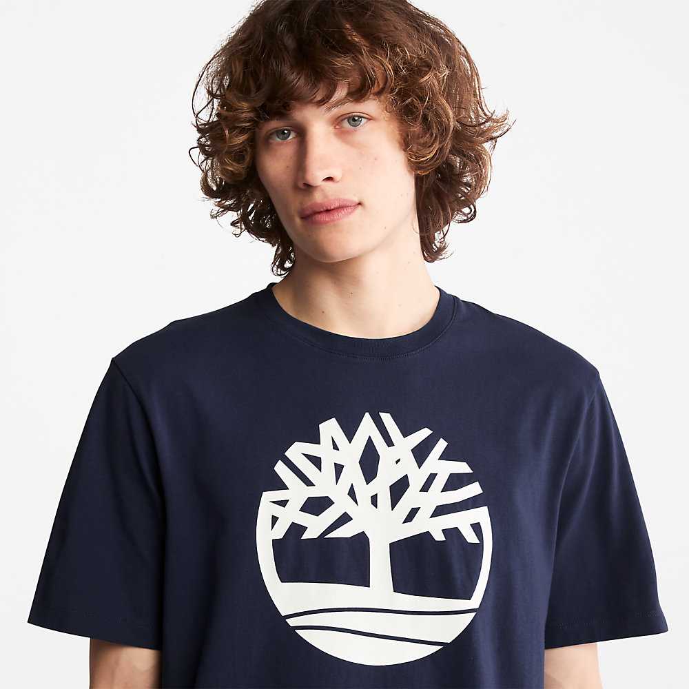 Men's Timberland Kennebec River T Shirts Navy | UAE-6210534